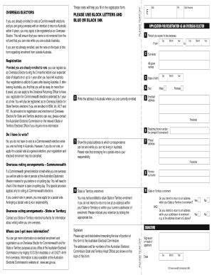 Fillable Online Aceproject Registration Form For Overseas Voting