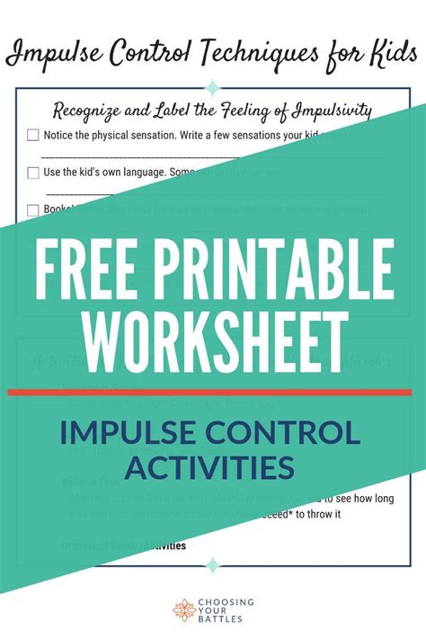 Use This Free Printable Of 4 Simple Impulse Control Activities For Kids