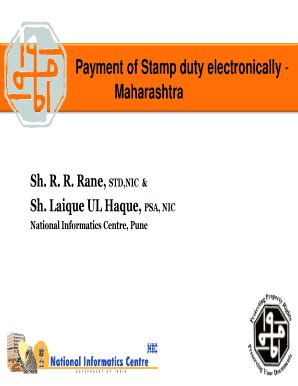 Fillable Online Payment Of Stamp Duty Electronically Maharashtra Fax