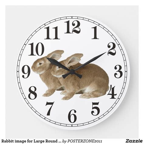 Rabbit Image For Large Round Wall Clock Zazzle Large Round Wall