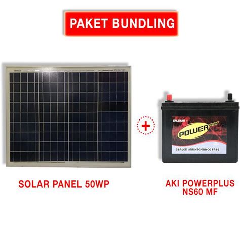 Jual Paket Panel Surya Solar Cell 50Wp Dan Aki Kering Ns60 12V45A