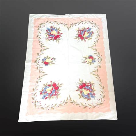 Vintage Wilendur Tablecloth S Pink Bordered Tablecloth Manjares