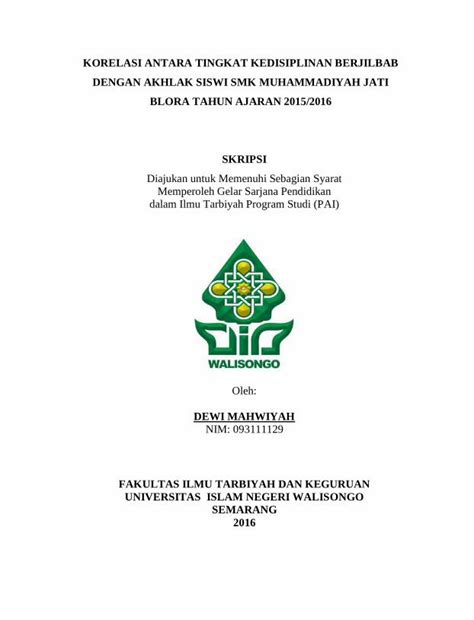 PDF KORELASI ANTARA TINGKAT KEDISIPLINAN BERJILBAB Eprints Walisongo