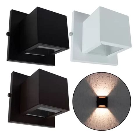 Arandela Box Focos Pequena Cubo Externa Parede Led W Cor Preto Led