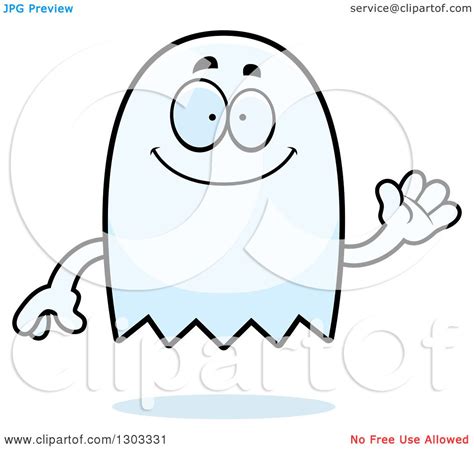 Clipart of a Cartoon Friendly Ghost Character Waving - Royalty Free ...