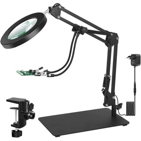 SAVSOO 10X 5X Lampe Loupe sui peid Troisième Main Lampe de Bureau avec