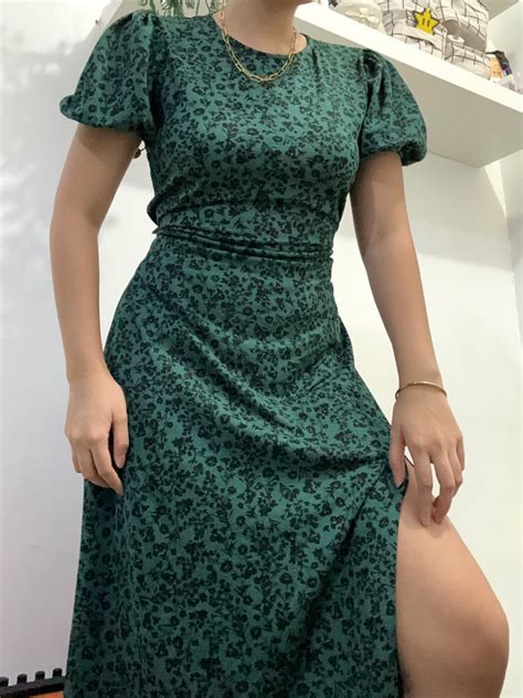 Zara Emerald Green Dress With Slit Women S Fashion Dresses Sets