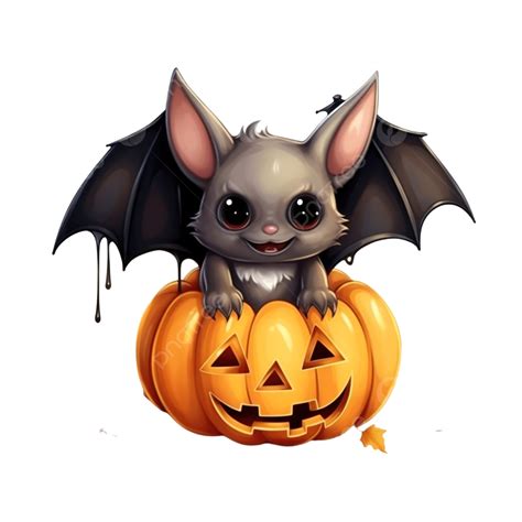 Cute Bat Sitting In A Pumpkin Happy Halloween Autumn Poster