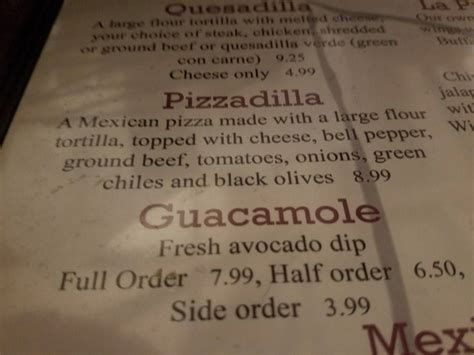 Menu At La Paloma Mexican Restaurant La Verne
