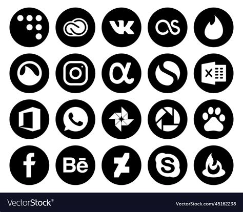 20 social media icon pack including facebook Vector Image