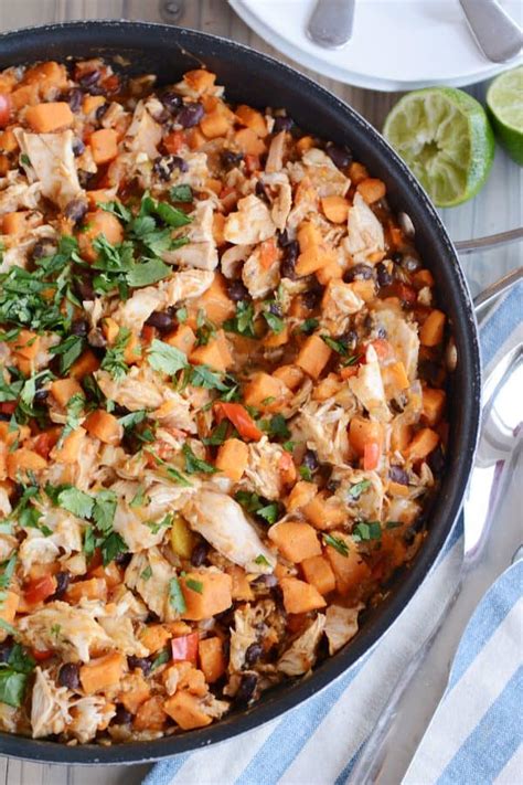 Cheesy Mexican Chicken Sweet Potato Skillet Meal Mels Kitchen Cafe