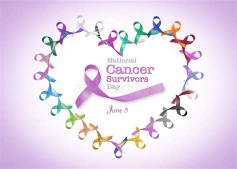 National Cancer Survivor Month, June with Heart Shape Cycle of Multi-color and Lavender Purple ...