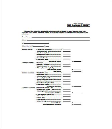 Balance Sheet Format - 21+ Free PDF Documents Download