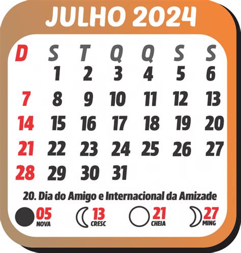 Julho 2024 Calendário Imagem Legal