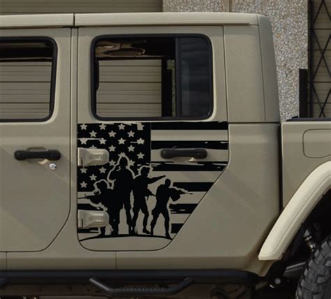 Jeep Gladiator Rear Door Military American Flag Decal Sticker 69