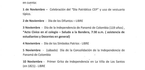 Horario Fiestas Patrias Colegio Episcopal De Panam