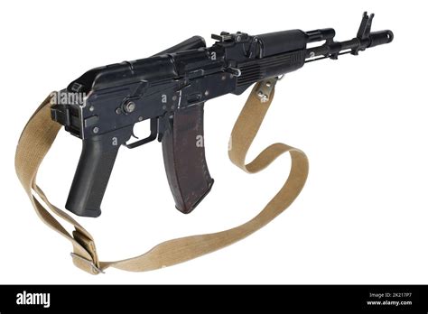 Modern Kalashnikov Ak 74m Assault Rifle With Folded Stock Isolated On