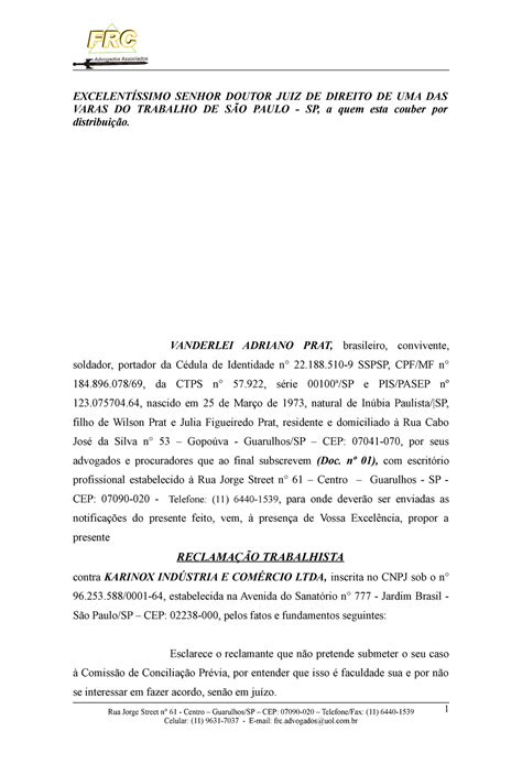 Vanderlei Modelo De Peça Prática Processual Nos Moldes Da Legislação