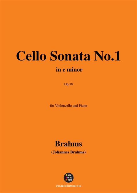 Brahms Cello Sonata No 1 In E Minor Op 38 Arr OSM Press By Johannes