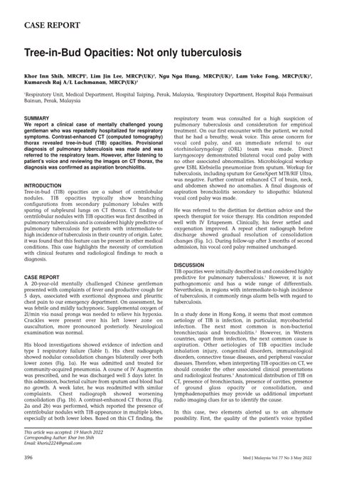 Pdf Tree In Bud Opacities Not Only Tuberculosis