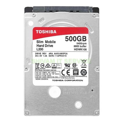 Buy Toshiba 500 GB L200 Bulk SATA Laptop Internal HDD HDWK105UZSV At ...