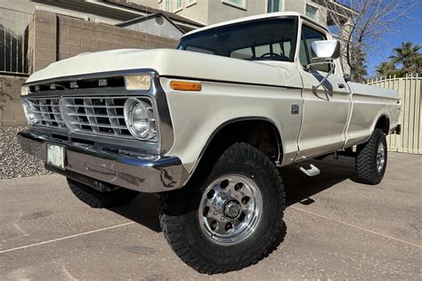 390 Powered 1975 Ford F 250 Custom Highboy 4×4 4 Speed For Sale On Bat