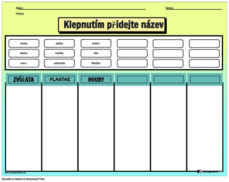 Klasifikace Pracovního Listu Šest Království Storyboard