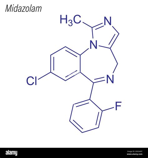Skeletal Formula Of Midazolam Drug Chemical Molecule Stock Vector