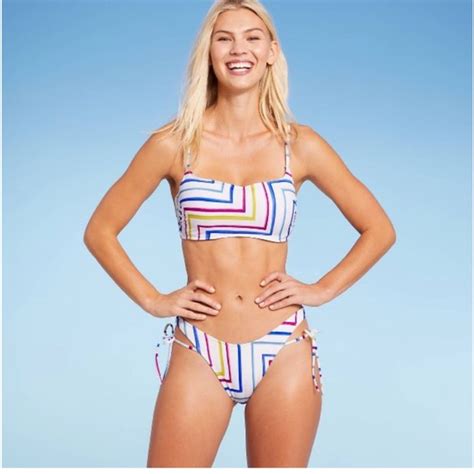 Shade Shore Swim Shade Shore Bikini Light Lift Bralette Sidetie Cheeky Bottom Multi Stripe