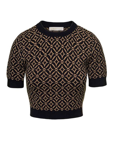 Michael Michael Kors Logo Jacquard Top In Black Lyst