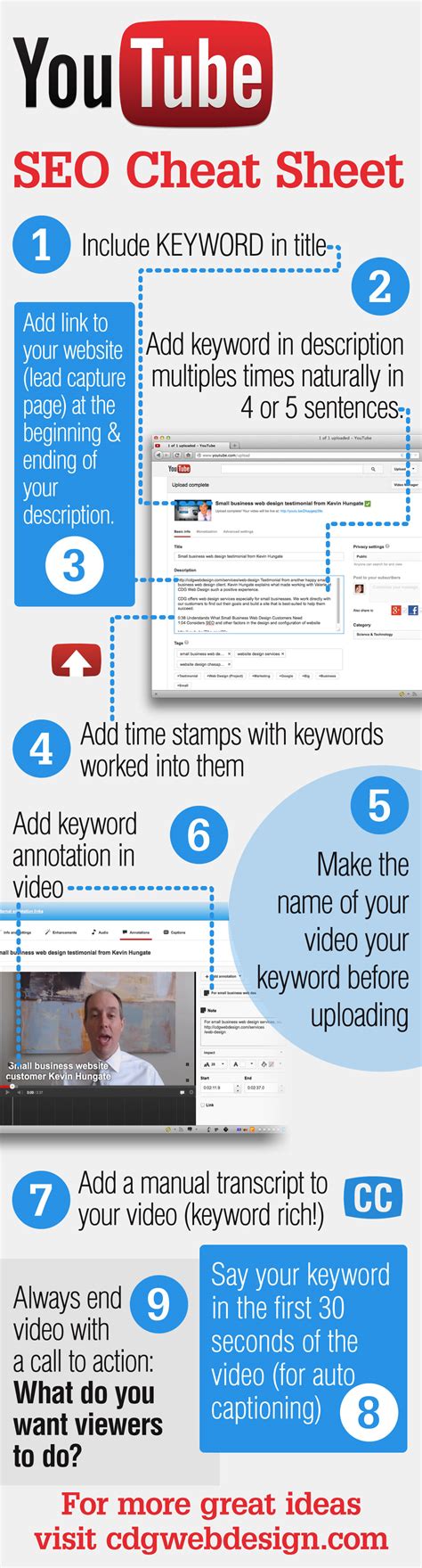 Youtube Seo Cheat Sheet Cdg Marketing And Web Design