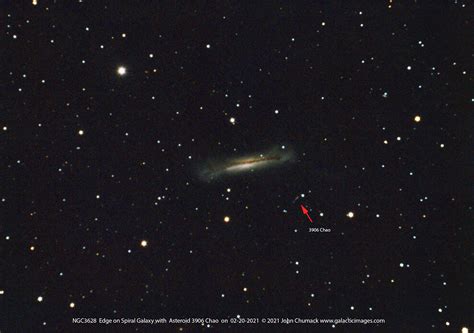 NGC-3628 Edge on Spiral Galaxy with Asteroid 3906 Chao - Galactic Images