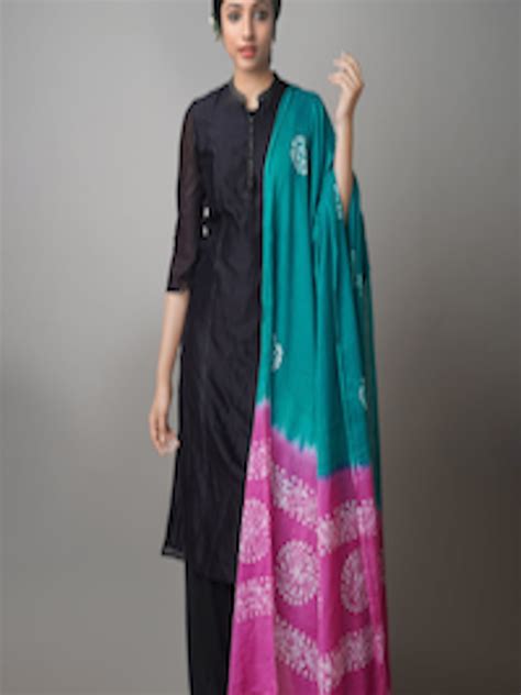 Buy Unnati Silks Green And Pink Ethnic Motifs Printed Pure Cotton Batik