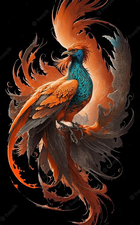 Premium Photo Orange Phoenix Illustration