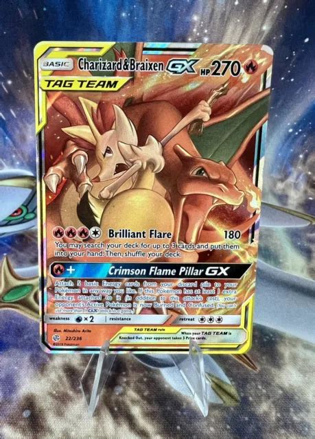 POKÉMON TCG CHARIZARD Braixen GX Cosmic Eclipse Tag Team EUR 11 09