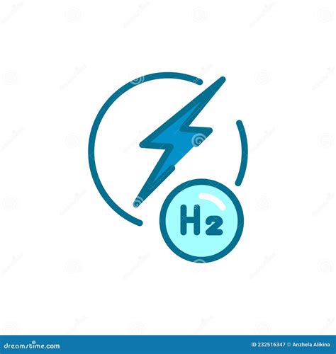 Energy H2 Color Line Icon Hydrogen Energy Isolated Vector Element Stock Vector Illustration