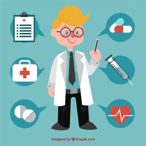 Doctor profesional con elementos médicos Free Vector Freepik