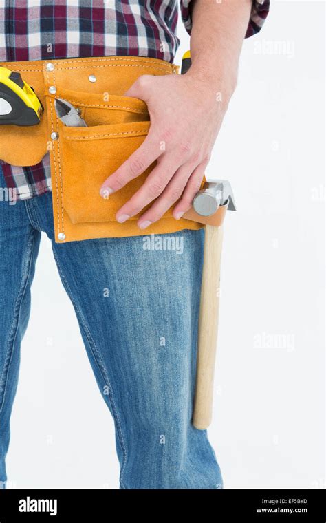 Handyman Wearing Tool Belt Stock Photo Alamy