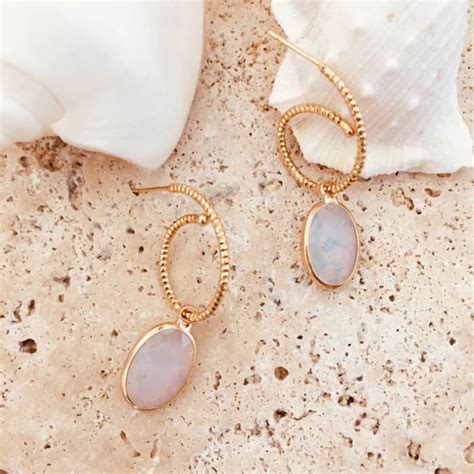 Boucles D Oreilles ALICIA Blanc Opal Gwapita