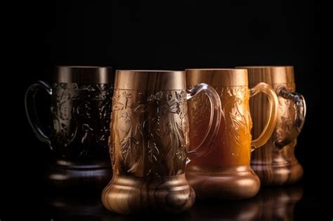 Premium AI Image | A row of beer mugs with the word oktoberfest on the ...