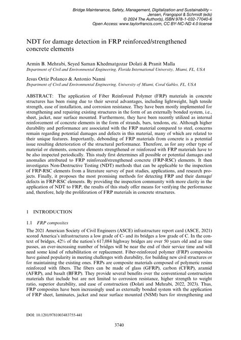 Pdf Ndt For Damage Detection In Frp Reinforced Strengthened Concrete