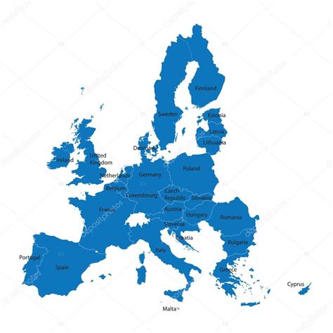 Mapa Da Uni O Europeia Nomes De Todos Os Pa Ses Membros Vetor Es