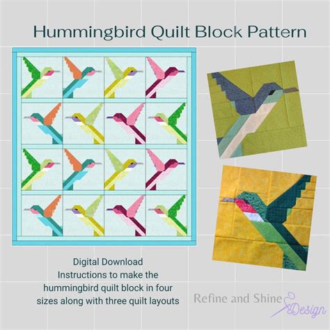 Hummingbird Quilt Block Pattern Etsy