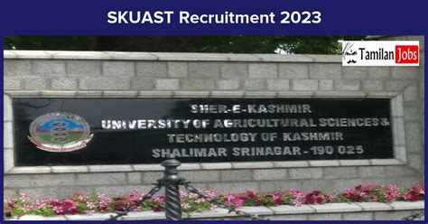 Skuast Recruitment Assistant Professor Jobs Eligibility Details