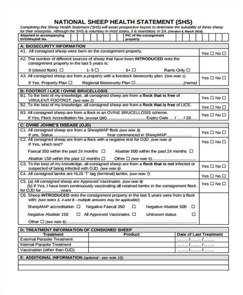 Free 11 Health Statement Forms In Pdf Ms Word