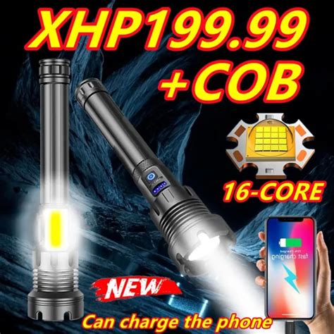 Lm Super Powerful Xhp Led Cob Flashlight Usb Rechargeable