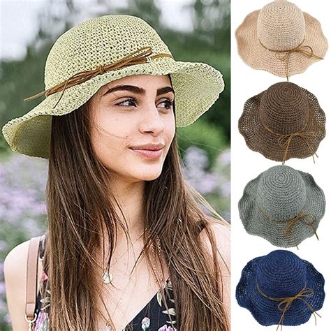 Women Sun Hat Wide Brim Floppy Beach Hat Breathable UV Protection UPF