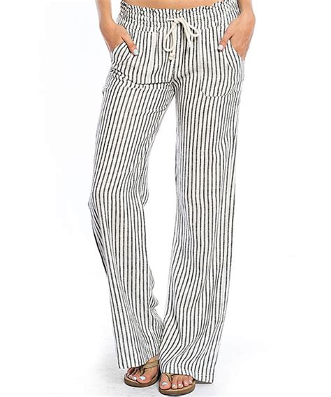 Black White Stripe Linen Blend Pants Linen Blend Pants Linen