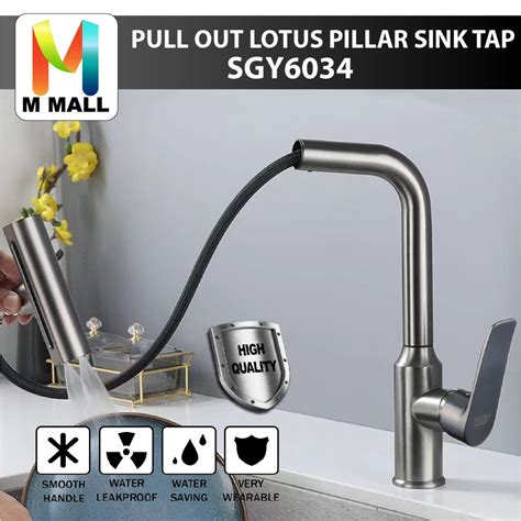 Mcpro Gun Grey Hot Cold Mixer Pull Out Spray Lotus Kitchen Pillar Water Sink Tap Sgy