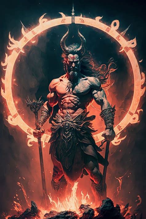 An Illustration Of A Demon With Two Swords In His Hands